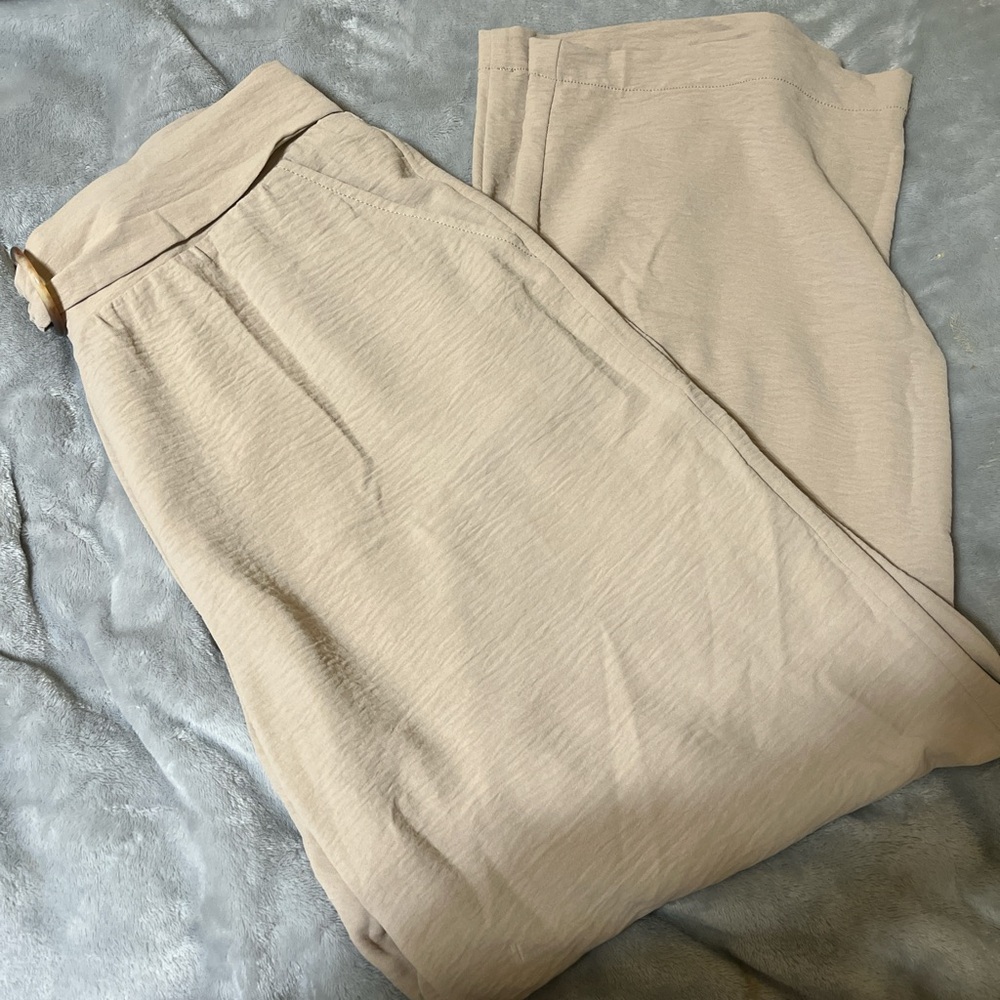 Beige Wide-Leg Pants